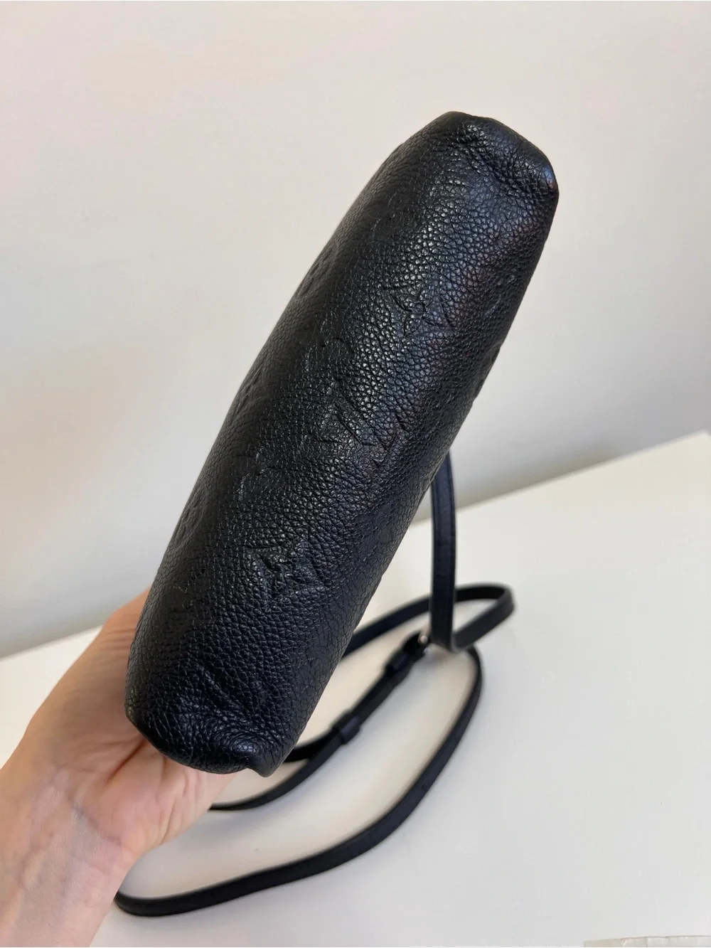 Louis Vuitton Black Embossed Monogram Crossbody Pochette